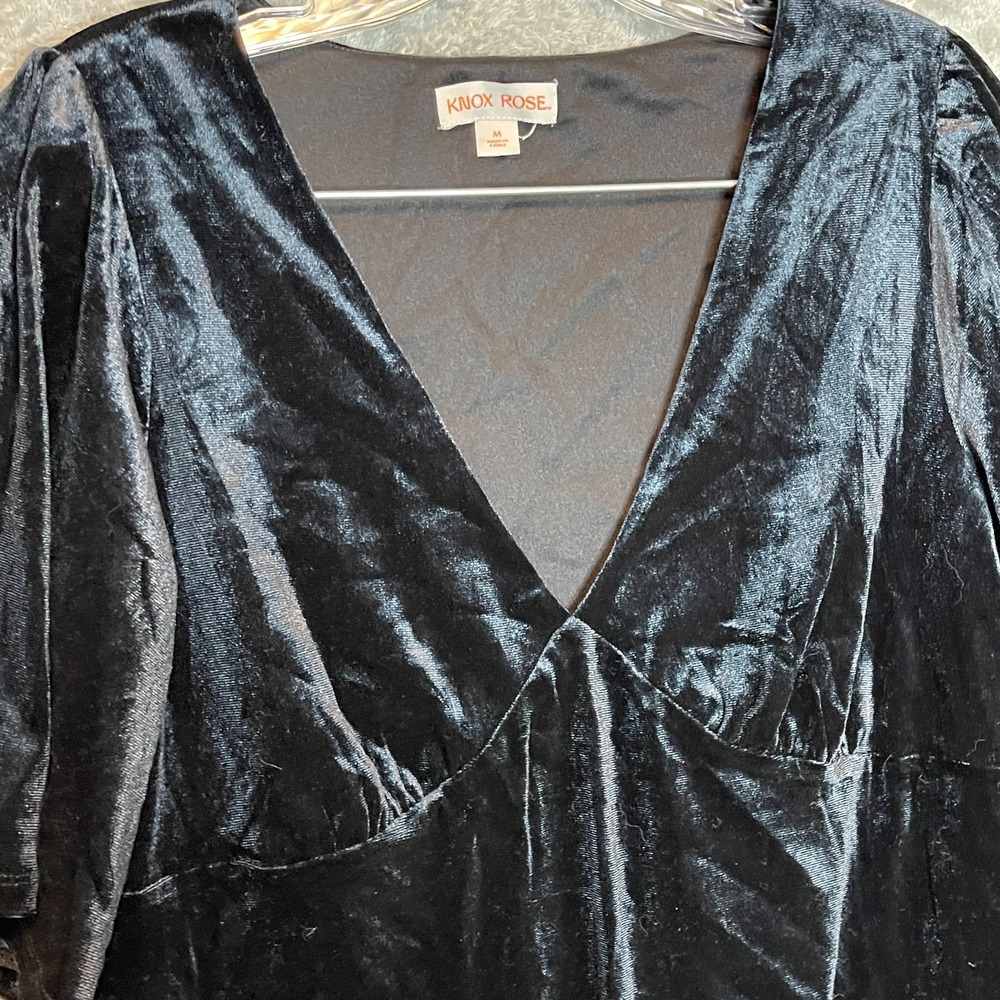 Knox Rose Women Size M Dark Coquette Whimsigoth Babydoll Soft Velvet Cropped Top